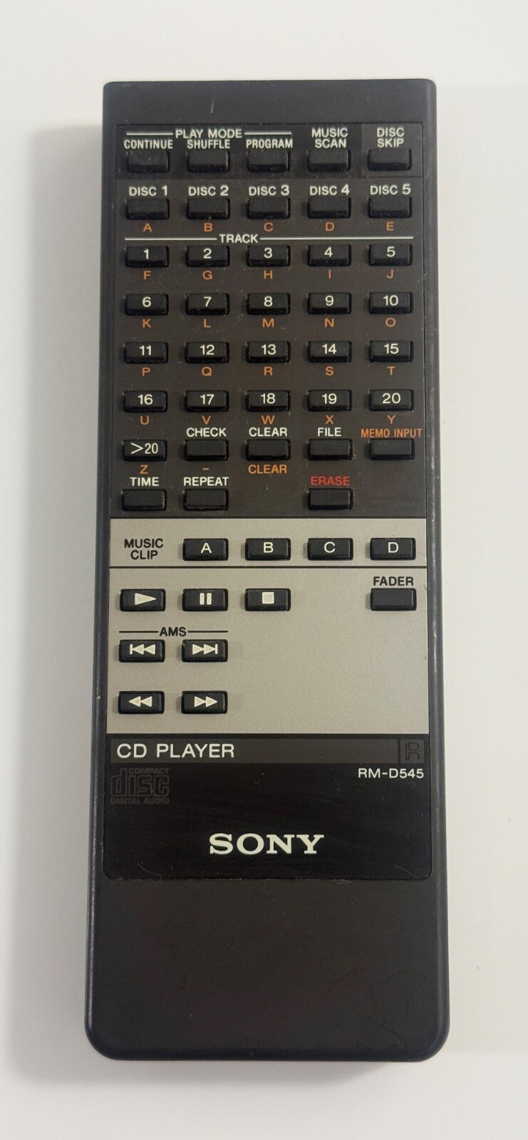 Original Sony RM-D545 CD Disc Player Genuine Remote Control - $10.88