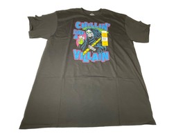 Chillin’ Like A Villian Mens T-Shirt Sz LRG Black Skull Grim Reaper 100% Cotton - £12.17 GBP