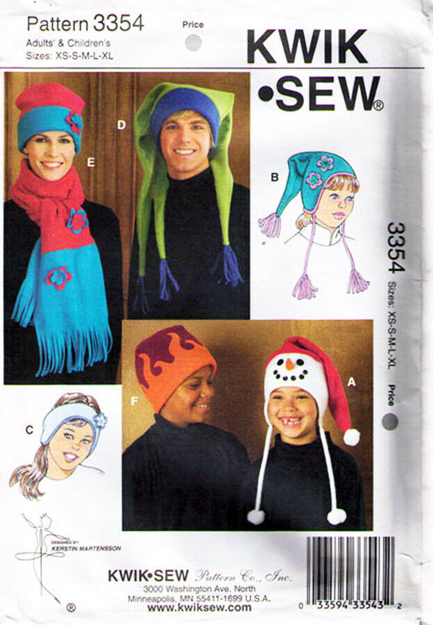 2005 HATS & SCARF Kwik Sew Pattern 3354 UNCUT - $12.00