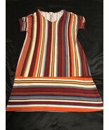 EST. 1946 Colorful Striped Short Sleeve Shift Dress Size L V-Neck - $15.48