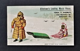 1880 antique KRAMER MUSIC allentown pa CUTE KIDS victorian trade card - £33.14 GBP