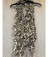 Y2K Stretchy Silver Leopard Print Scarf - $23.51