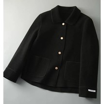 Simple Light  Coats Office Ladies Lapel Short Jacket Women Fall Winter Black Coa - £70.38 GBP