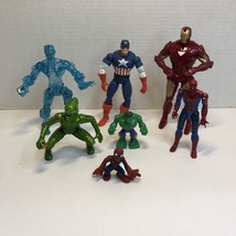 7 Assorted Marvel Action Figures Spiderman Hulk Captain America Iron Man... - $34.64