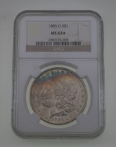 1885-O $1 Dólar De Plata Morgan Calificado Por NGC Como MS-63☆ Tono En El Bisel! - £175.95 GBP