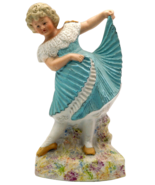 Antique German Gebruder Heubach Dancing Girl Bisque Figurine in Pleated ... - $64.99