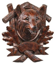 Wall Trophy Fox Head Rustic Leaves Hand-Painted OK Casting Resin Wood Look - £326.93 GBP
