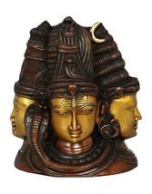 11&quot; Tri-Murti and Devi Brass Sculpture | Handmade | Made in India | Lord Shiva  - £789.28 GBP