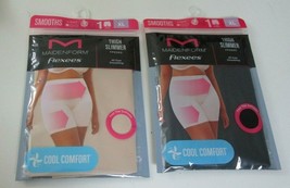 2 Maidenform Fleexes Lt control Thigh Slimmers Black &amp; Nude Size X-Large FP0060 - $15.79