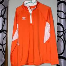 Umbro Men&#39;s Off Field Pullover 1/4 Zip Jacket, Color Orange/White Medium - $15.68
