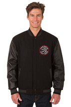 NBA Toronto Raptors Wool Leather Reversible Jacket Front Patch Logos Black - £175.89 GBP