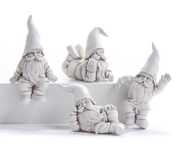 Gnome Pot Plant Huggers Set 4 Different Poses Grey 4.5"  Resin Garden Home Decor - £25.69 GBP