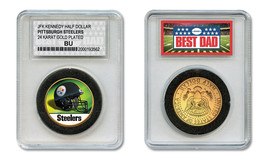 PITTSBURGH STEELERS NFL *GREATEST DAD* JFK 24KT Gold Clad Coin SPECIAL L... - €10,41 EUR