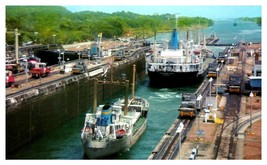 Gatun Locks Panama Canal View towards Gatun Lake Boat Postcard - £8.67 GBP