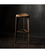 Walnut wood bar stool - Three legged stool - Carved seat - Counter stool... - £385.31 GBP