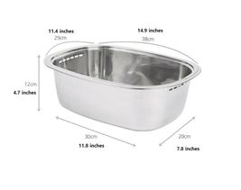 Characin Stainless Steel Dishpan Basin Dish Washing Bowl Tub (Rounded Rectangle) image 3