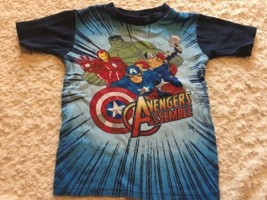 Marvel Avengers Assemble Boys Blue Hulk Thor Snug Fit Short Sleeve Shirt 10 - $5.88