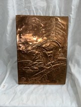 VINTAGE COPPER ART HAND TOOLED Embossed BEAR 8 1/2&quot; x 12&quot; copper on wood - $39.99