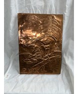 VINTAGE COPPER ART HAND TOOLED Embossed BEAR 8 1/2&quot; x 12&quot; copper on wood - $760.11 MXN