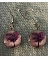 Purple Heart ~ Acrylic Ball ~ Tree Earrings ~ Silver Alloy ~ 1.5&quot; Drop D... - $284.83 MXN
