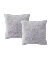 allbrand365 designer Sherpa Set of 2 Decorative Pillows Size 18X18 Color Gray - £31.07 GBP