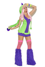  Dino Doll 2 Piece Costume Halter Dress &amp; Dinosaur Hood Adult Woman Theater - £31.88 GBP