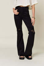 Judy Blue Full Size High Waist Black Distressed Flare Jeans - £49.47 GBP