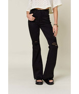 Judy Blue Full Size High Waist Black Distressed Flare Jeans - $64.00