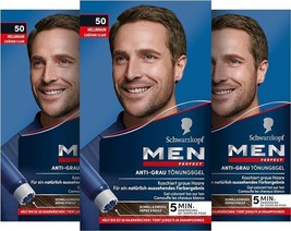 3x Pack Schwarzkopf Men Perfect Anti Gray Hair Color Gel No. 50 - £44.04 GBP