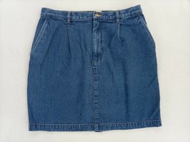 Eddie Bauer Women&#39;s Blue Denim Distressed Mini Skirt 100% Cotton Size 14 Petite - £8.34 GBP