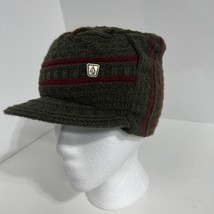 Vintage VOLCOM Stripes Visor Red Beanie Hat Parallel Gray Maroon Flat Top Y2K - £33.85 GBP