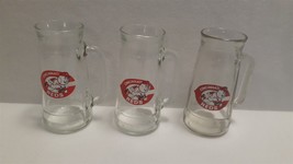 Lot of 3 Vintage 1970&#39;s Cincinnati Reds Mug O Nuts Glasses 7&quot; Tall - $24.00