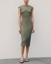 Zara Bnwt 2024. Khaki Green Textured Dress Round Neck. 3644/311 - £49.36 GBP