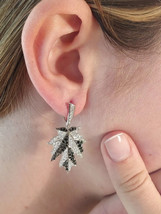 Botanical Leaf Wonderful Earrings 2.50Ct Cubic Zirconia 14K White Gold Plated - £100.25 GBP