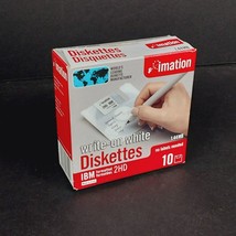 Vintage Imation 10 Pcs 1.44 mb 2HD IBM Formatted Write On White Diskettes - £7.13 GBP