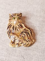 Vintage Handcrafted Clay Longhaired Cat Brooch - €28,73 EUR