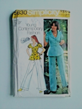 Simplicity 5630 Misses Size 10 Retro Peplum Jacket Top Pants Uncut Pattern 1973 - £6.98 GBP