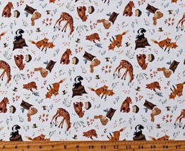 Cotton Forest Critters Woodland Animals Nature Fabric Print by the Yard D786.12 - $12.95