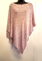 Lilac Purple Silk Blend Knit Poncho Y2K VTG Triangle Shape Fringe one size - £15.51 GBP