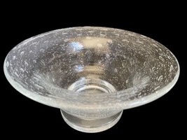 Vintage Hand Blown Art Glass Footed Bowl with Flared Rim &amp; Bubbles Heavy... - £22.86 GBP