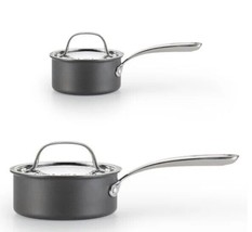 New Lagostina Nera Hard Anodized Nonstick 1- qt and 3-QT Sauce Pan set w... - £29.96 GBP