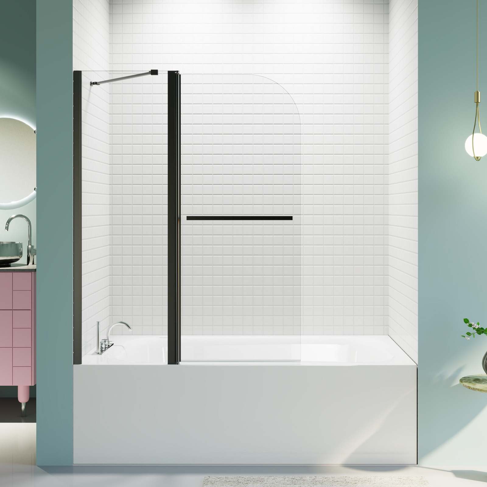 Frameless Shower Door 43x58&quot;, Matte Black - $239.99