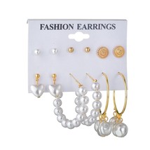 Set acrylic pearl earrings for women bohemian leopard drop earrings new brincos fashion thumb200