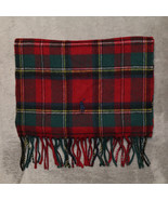 Polo Ralph Lauren Plaid Virgin Wool Scarf Red Green Made in Italy - £22.94 GBP
