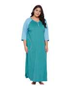 Solid Green Poly Cotton Melange Dress for Women - £19.35 GBP