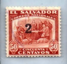 1934 EL SALVADOR Stamp - Overprint Surcharge, 2c on 50c SC#532 1818G - £1.16 GBP