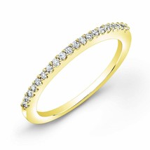 14K Yellow Gold Plated Moissanite Eternity Band Stackable Ring Wedding Band Thin - £36.75 GBP