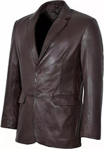 Dark Brown Men Genuine Lambskin Soft Leather Blazer Coat Handmade Stylish Formal - £95.29 GBP+