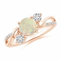ANGARA Opal and Diamond Twisted Vine Ring for Women, Girls in 14K Solid Gold - £846.03 GBP