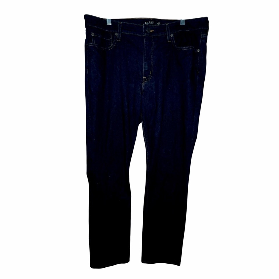 Lauren Ralph Lauren Stretch Premier Straight Leg Dark Wash Jeans Size 16... - $33.25
